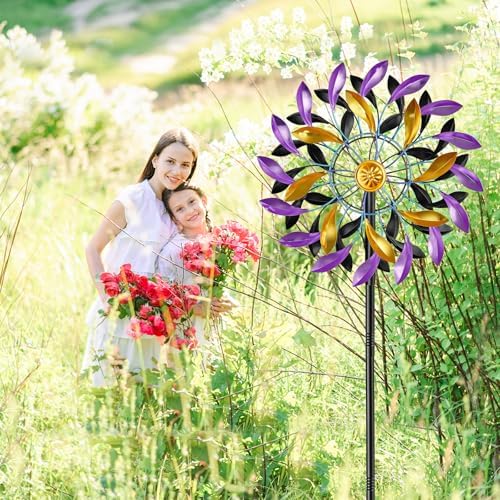 Wind Spinners Outdoor for Yard and Garden, 360 Degrees Metal Wind Sculptures & Spinners, Windmill for Outside Patio Lawn Decor Gifts for Family Friends - Image 4