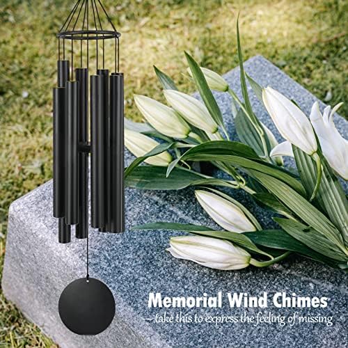 Large Wind Chimes Outdoors Deep Tone, in Memory of Loved One Wind Chimes for Outside,Sympathy Chimes Gifts for Mother/Father,Prime/Clearance Memorial Chimes, Metal Chimes Outdoors Garden Décor(Black) - Image 2