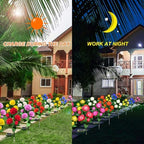 Solar Flower Lights Outdoor - Upgraded New Material Two Modes Realistic LED Solar Powered Waterproof Lights with 5 Roses, Solar Decorative Stake Lights for Garden (Multicolor, 4 Pack) - Image 5