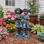 MgO Boy Girl Garden Statues Set, Exquisite Detail Lawn Ornaments for Patio - Image 6