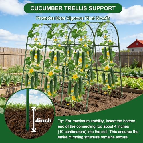 47"x47"x22" U-Shape Cucumber Trellis, Metal Plant Support with Net - Image 4