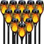 12 Pack Solar Torch Light with Flickering Flame for Halloween Decor by TANCUZO