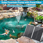 POPOSOAP 55W Solar Fountain Pump with Pond Filter Box, Solar Pond Pump 580GPH Adjustable Flow, Pond Filters for Outdoor Ponds Fish Tank Pool Waterfall Koi Pond Water Features - Image 2