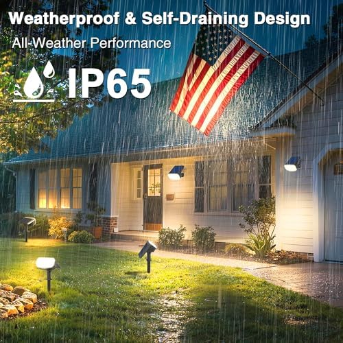 JEJOT Solar Spotlights Outdoor Waterproof with Focus Beam, 6 Pack - Image 5