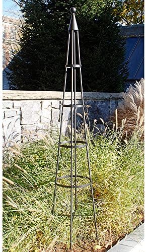 Achla Designs OBL-02, 85-in Wrought Iron Garden Obelisk Trellis, H, Graphite - Image 2