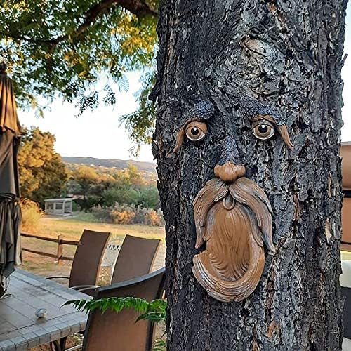 Tree Face Decor Bird Feeder Outdoor, Novelty Wild Resin Bird Feeder, Whimsical Old Man Tree Sculpture, Yard Art Garden Lawn Decoration - Image 6
