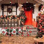 hogardeck Outdoor Christmas Decorations, 2 Pcs Metal Fence Floral Decorative Garden Stakes with Poinsettia Red Birds for Christmas Decor, Yard Signs for Garden Lawn Patio Home - Image 2