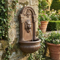 Aged Claystone Lion Head Wall Fountain – Classic Tuscan Outdoor Decor, Antique Brown Finish by AFD+Home