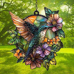 Flowers and Hummingbird Acrylic Suncatcher - Image 3