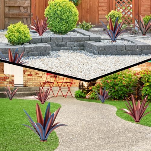 Large Tequila Rustic Sculpture, Rustic Metal Agave Plants for Outdoor Patio Yard Mexican Plant Garden， Agave Outdoor Lawn Ornaments Yard Stakes (Blue1pc) - Image 5