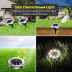 Solar Ground Lights - 8 LED Garden Lights Outdoor, Disk Lights Waterproof In-Ground Landscape Lighting for Lawn Patio Pathway Yard Driveway Deck Walkway Flood Light (Warm White) - Image 5