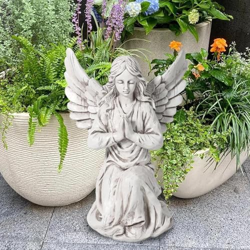 Praying Angel Garden Statue – Outdoor Kneeling Angel Figurine for Yard, Patio, Memorial Decor, Resin Sculpture, Housewarming Ornament Present - Image 2