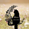 DINOMAN Personalized Cat Memorial Stake Cat Sitting on Floral Moon 12x12 inch Grave Marker Cat Loss Gift Sympathy Gift for Cat Lover (Cat) by DINOMAN