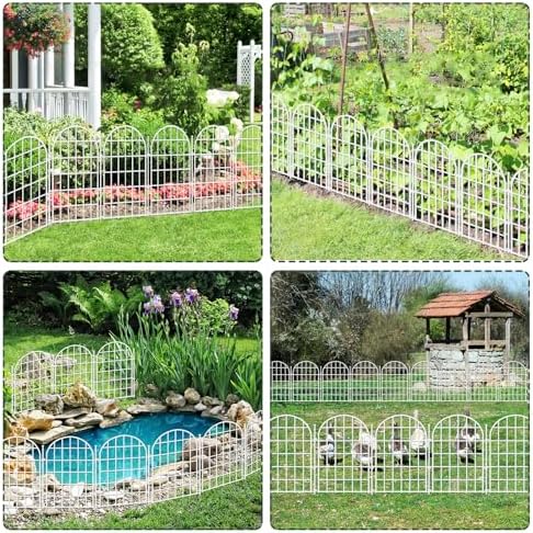 32.5ft(L) x 22in(H) Panels Garden Fence, 30 Panels Arched No Dig Fence, Decorative Animal Barrier Fencing with Ground Stake, Rustproof Metal Garden Edging Border for Dog, Outdoor Patio Decor, White - Image 7