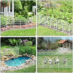 13.8ft(L) x 17in(H) Panels Garden Fence, 12 Panels Arched No Dig Fence, Decorative Animal Barrier Fencing with Ground Stake, Rustproof Metal Garden Edging Border for Dog, Outdoor Patio Decor, White - Image 7