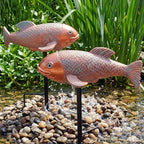 Set of 2 Antique Koi Statue - Resin Real Fish Garden Sculpture, Elegant Live Fish Pond Decor for Patio, Backyard,Unique Outdoor Ornaments - Image 6