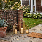 22.2" Outdoor Decorative Lanterns, Metal Candle Lanterns, Farmhouse Lantern Decor, Antique Gold Iron Lantern Candle Holders for Fireplace Mantel, Table Centerpiece,Home Decor - Image 7