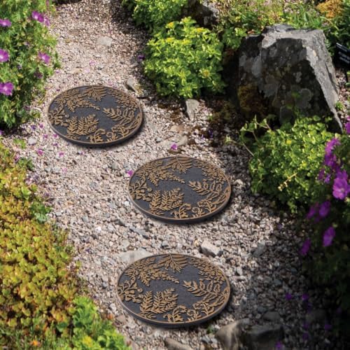 HF by LT Ferns Stepping Stone, 11-3/4 inches, Black with Brushed Brass Finish, Set of 3 - Image 4