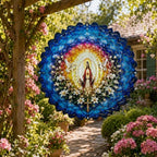 Shwing Wind Spinner 12 Inch Jesus Sacred Heart Wind Spinner Hanging Wind Sculptures Christian Faith Decor Cross Dove Metal Ornament Outdoor Kinetic Garden Art for Patio Porch Garden Decoration - Image 6