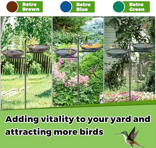 Metal Bird Bath for Outside, Vintage Freestanding Birdbaths Feeder Bowl, Stable & Easy to Clean Birdfeeder for Outdoors Garden Yard Lawn Decor (Retro Green) - Image 5