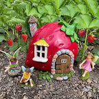 Mood Lab Fairy Garden Figurines - Strawberry House Set (4 pcs) - Miniature Decorative Statues & Accessories - Outdoor & Indoor Garden Decor - Image 5