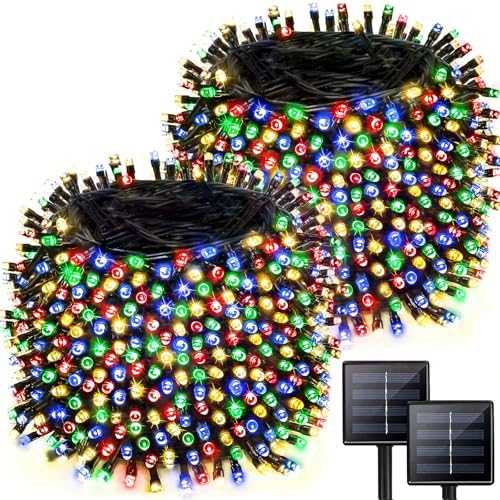 Solar Christmas lights Outdoor 2 Pack 480 LED Solar String Light Multicolor by Albelt