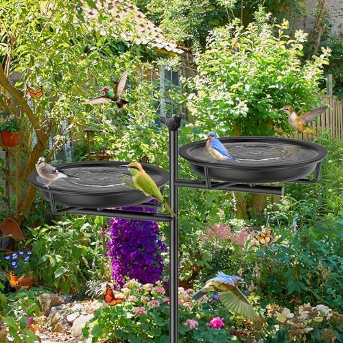 46 Inch Metal Bird Bath for Outside, Vintage Freestanding Birdbaths Feeder Bowl, Stable & Easy to Clean Birdfeeder for Outdoors Garden Yard Lawn Decor (Black) - Image 3