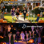 Solar Halloween Pathway Lights Outdoor - 5Pack Lighted Skeleton Arm for Outdoor Walkway Yard Garden Decorations, 250 LEDs Purple and Orange Halloween Solar Pathway Stake Lights Decor, 8 Modes - Image 2