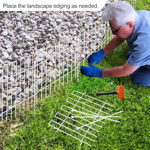 10 Panels No Dig Animal Barrier Fence, 13in(H) x 14ft(L) Garden Edging Border Fencing, Rustproof Metal Decorative Garden Fence, Dog Digging Defense Fencing Barrier for Outdoor, Yard, Patio, White - Image 2
