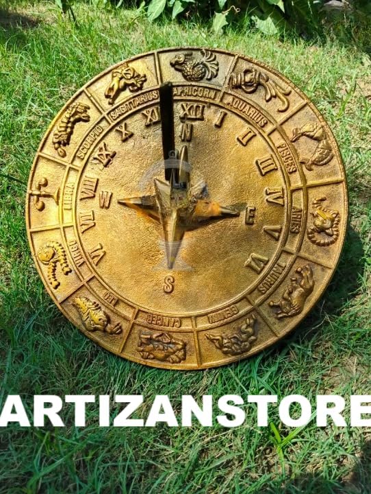 Brass Garden Sundial Zodiac Classic Garden Sundial Design Sold Polished Brass, 10-Inch Diameter - Image 4