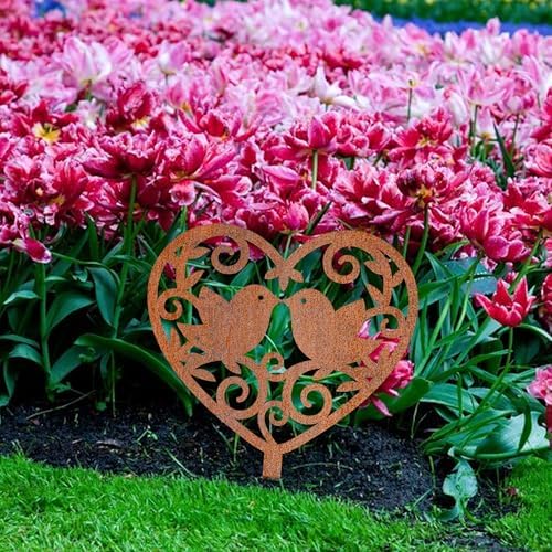Animal Floral Metal Garden Stake | Raw Metal Patinas Over Time | Yard Art Decor Spring Summer Decorations Flower Bed Plant Stakes Marker (Bird) - Image 5