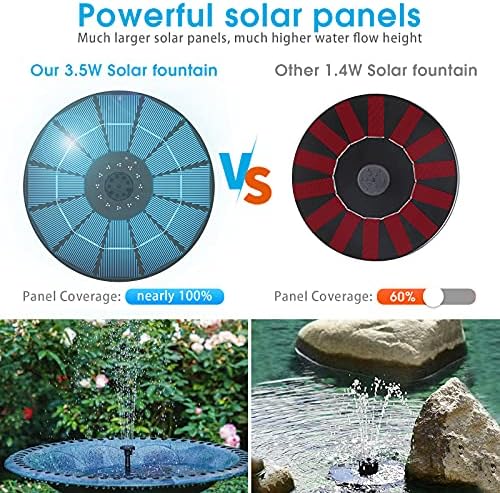 AISITIN 3.5W Solar Fountain Pump 2025, Solar Bird Bath Fountain with 6 Nozzles, 7.9'' Solar Floating Water Fountain Pump for Bird Bath, Fish Tank, Pond, Pool, Garden and Outdoor - Image 4