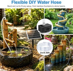 7.5W Solar Fountain Pump, Independent Solar Panel Bird Bath Fountain with 6 Nozzles, 6.56FT Water Hose & 16.4FT Power Cord, DIY Adjustable Water Feature Pump for Garden Pond Patio Decoration - Image 3