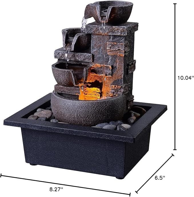 Kalona Tabletop Water Fountain, Indoor Waterfall with Resin Rock Design - Image 3