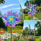 Violet Metal Wind Spinner Outdoor, Kinetic Yard Art with Stake - Image 5