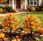 2Pcs Artificial Fall Pumpkin Tree Stakes, 22" Outdoor Plants Waterproof Halloween Yard Indoor Outdoor Decorations Stakes - Image 4