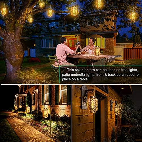 URPOWER Solar Lights Outdoor Metal Solar Lantern Outdoor Hanging Retro Decorative Lanterns with Durable Handle Solar Powered Waterproof LED Table Lanterns Lighting for Yard Tree Fence Patio , 2 Pack - Image 7