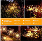 Solar Fireworks Lights Outdoor Garden 150 LEDs 6 Pack Warm White - Image 3