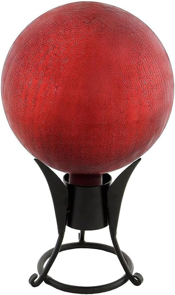 10-in Gazing Globe Decorative Gazing Globe Ball Glass Mirror Polished Hollow Reflective Garden Sphere for Home Garden Lawn Outdoor and Yard, Red - Image 5