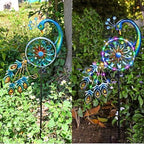 Solar Peacock Wind Spinners 35 inch Metal Garden Lights Garden Decor Outdoor (Peacock) - Image 4