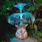 Solar Rabbit Garden Statues,Resin Rabbit Family Figurine with Welcome Card and 7-Color Changing Optical Fiber with Solar Lights, Lawn Decor Outdoor Statue for Patio,Balcony,Yard,Lawn - Image 3