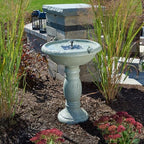 Smart Solar Country Gardens IntelliSolar® Outdoor Solar-Powered Birdbath Fountain with Remote, Bubbler, and Spray, Classic Pedestal Solar Garden Fountain with Turtles, Weathered Stone - Image 2