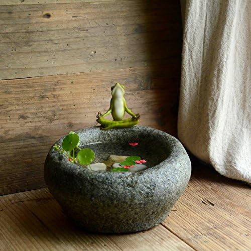Top Collection Garden Frog Meditating On Large Functional Stone Flower Pot Planter Figurine - Image 5