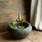 Top Collection Garden Frog Meditating On Large Functional Stone Flower Pot Planter Figurine - Image 5