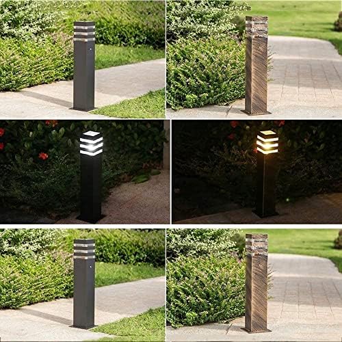 Outdoor Square Pathway Light, Modern Waterproof LED Bollard Light Fixture with Acrylic Shade, Die-cast Aluminum Pedestal Garden Lamp for Driveway, Yard, Lawn, Walkway, Patio Deck Decoration - Image 3