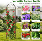 LZRS 82.7 x 80in Rustic Iron Arch Decoration Garden Trellis with Brown Metal Coating – Perfect for Supporting Climbing Plants Outdoor, Roses, Vines, Flowers, and Vegetables. - Image 4