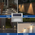 6 Pack Solar Step Lights Outdoor 6 LED Solar Deck Lights Warm White Waterproof Stainless Steel Solar Powered Stair Lights for Decks Steps Wall Railing Stair - Image 6