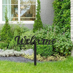 Metal Welcome Sign Decorative Garden Stake, Elegant Script Design Gifts Silhouette Statues for Yard Art, Outside, Patio, Outdoor Decor, Garden Decorations, Lawn Ornaments - 16" Black - Image 4