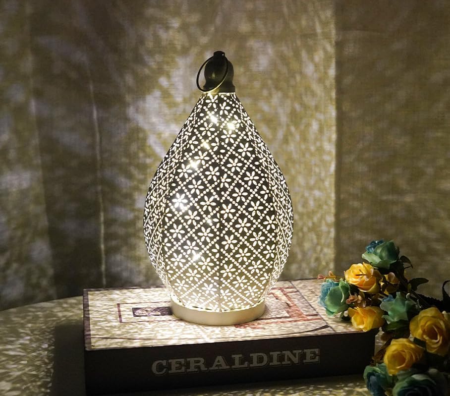 Moroccan Style Vintage Lantern Metal Decorative Table Lamp 9.84" Tall Moroccan Lantern Decorative Candle Holder Lamp for Home Living Room Bedroom Garden Yard Weddings Parties 01 - Image 5