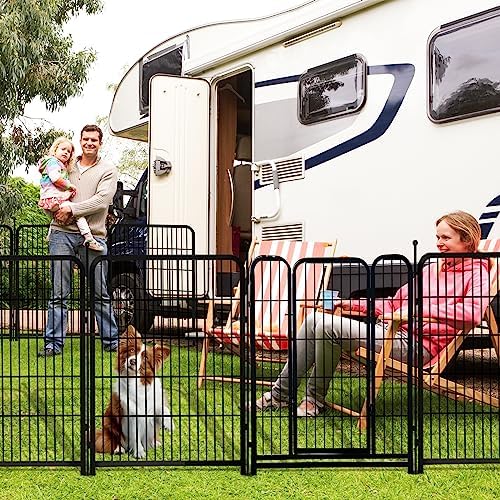 Getlay 36 in(H) Garden Fence With Gate, Wide Gate Low Threshold, 8 Panels Total 17.7 ft(L) Heavy Duty Iron Animal Barrier Fence For Yard, Suitable For Indoor Or Outdoor Dog Fencing,Garden Border Fence - Image 5